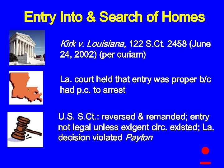 Entry Into & Search of Homes Kirk v. Louisiana, 122 S. Ct. 2458 (June