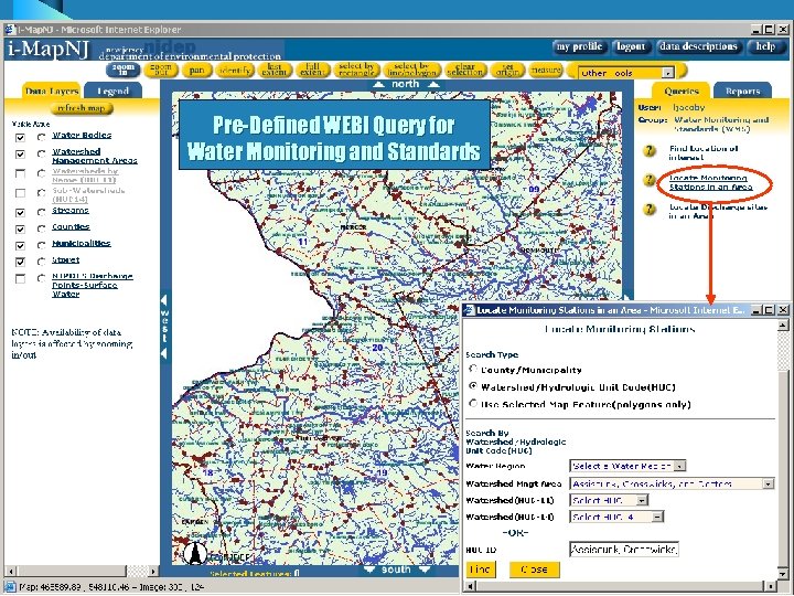 Pre-Defined WEBI Query for Water Monitoring and Standards 