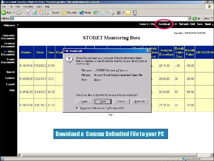 Download a Comma Delimited File to your PC 