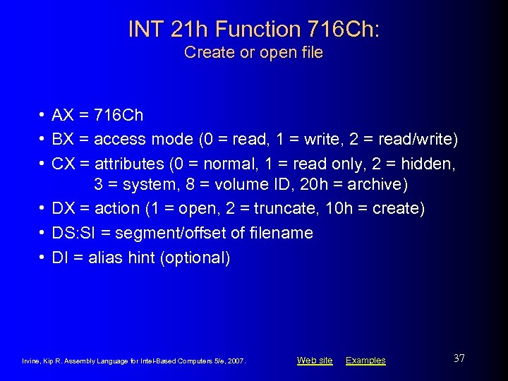 INT 21 h Function 716 Ch: Create or open file • AX = 716