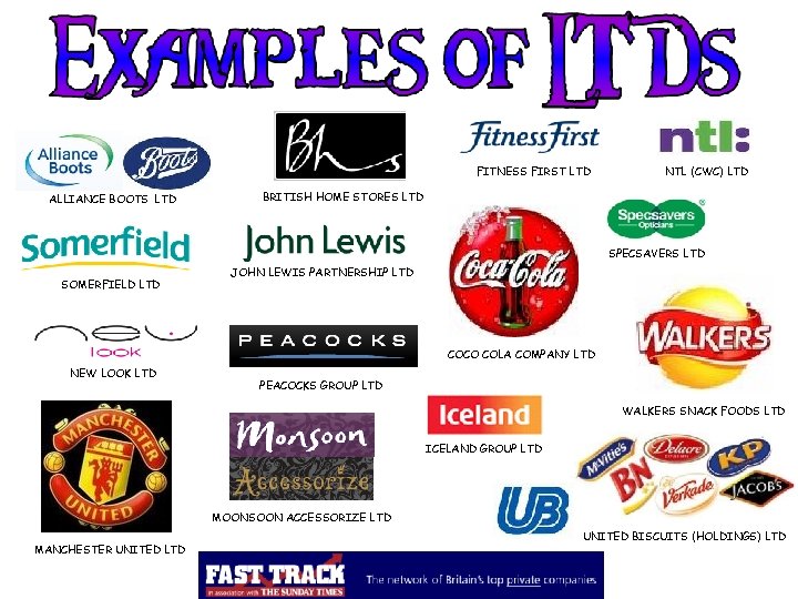 FITNESS FIRST LTD ALLIANCE BOOTS LTD NTL (CWC) LTD BRITISH HOME STORES LTD SPECSAVERS