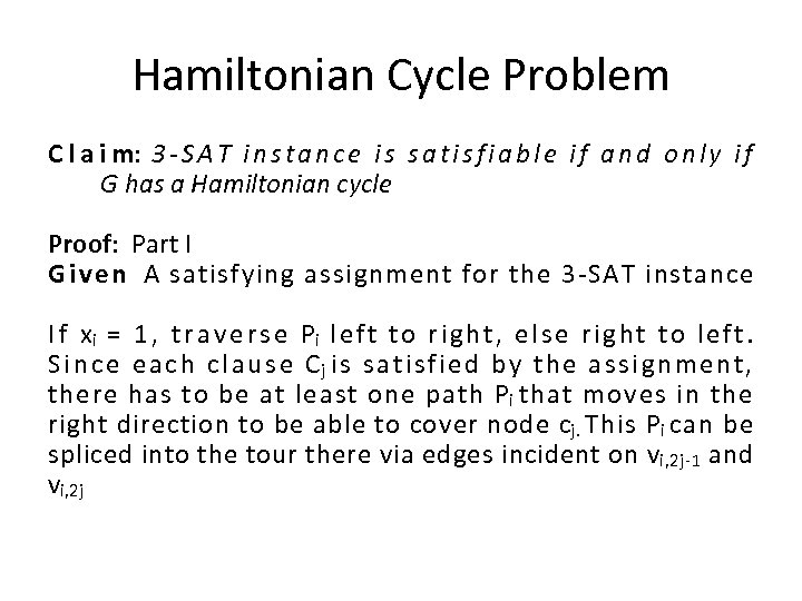 Hamiltonian Cycle Problem C l a i m: 3 - S A T i