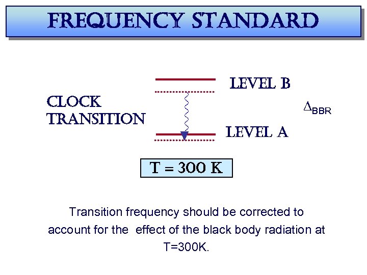 frequency standard level b clock transition DBBR level a t = 300 k Transition