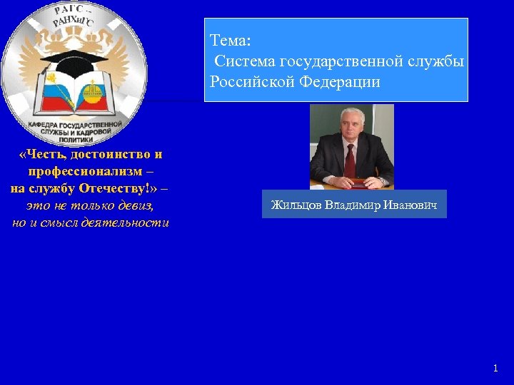 Тема: Система государственной службы Российской Федерации «Честь, достоинство и профессионализм – на службу Отечеству!»