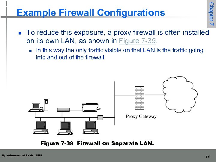 n Chapter 7 Example Firewall Configurations To reduce this exposure, a proxy firewall is