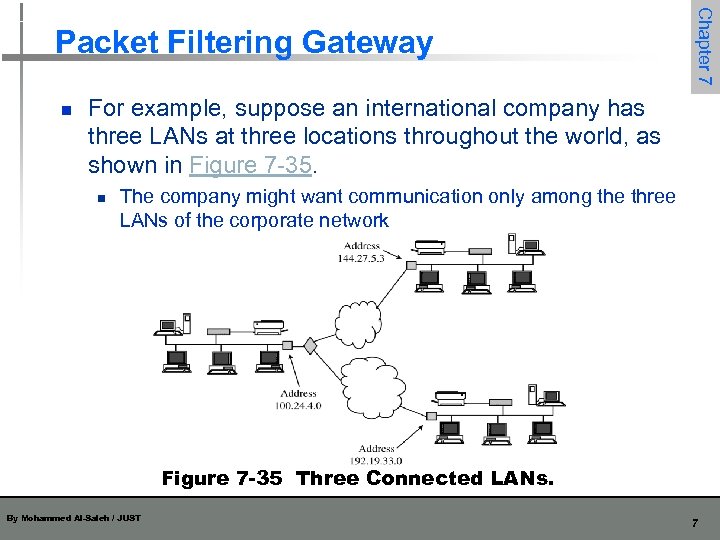 n Chapter 7 Packet Filtering Gateway For example, suppose an international company has three