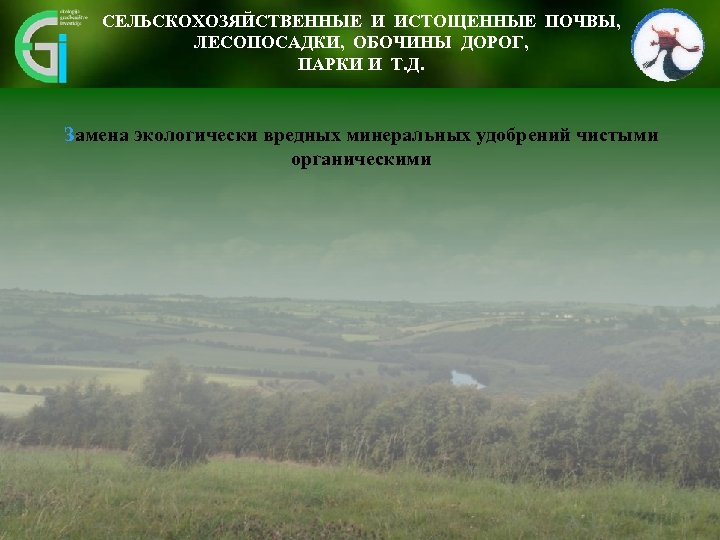 СЕЛЬСКОХОЗЯЙСТВЕННЫЕ И ИСТОЩЕННЫЕ ПОЧВЫ, ЛЕСОПОСАДКИ, ОБОЧИНЫ ДОРОГ, ПАРКИ И Т. Д. Замена экологически вредных