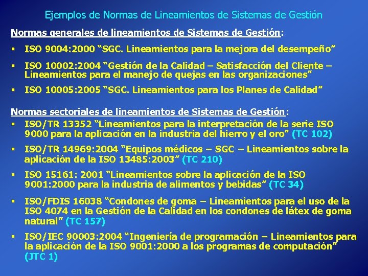 Ejemplos de Normas de Lineamientos de Sistemas de Gestión Normas generales de lineamientos de