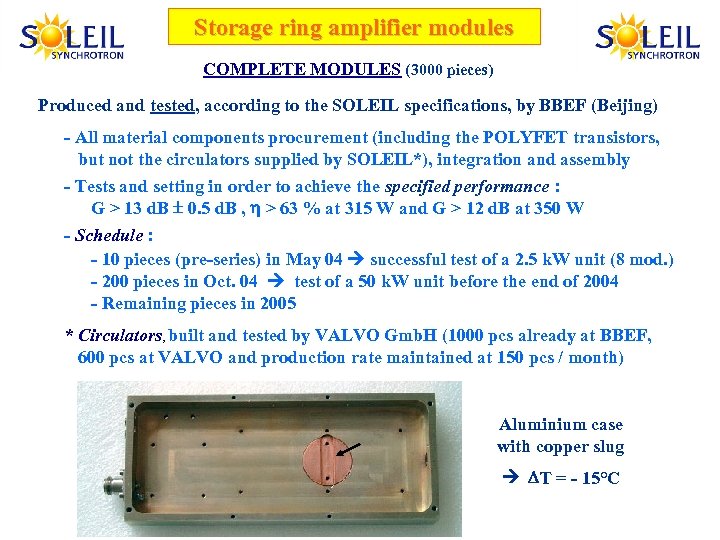 Storage ring amplifier modules COMPLETE MODULES (3000 pieces) Produced and tested, according to the