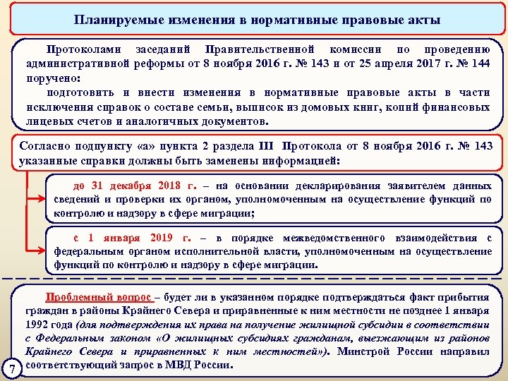 Планируемые изменения в нормативные правовые акты Протоколами заседаний Правительственной комиссии по проведению административной реформы