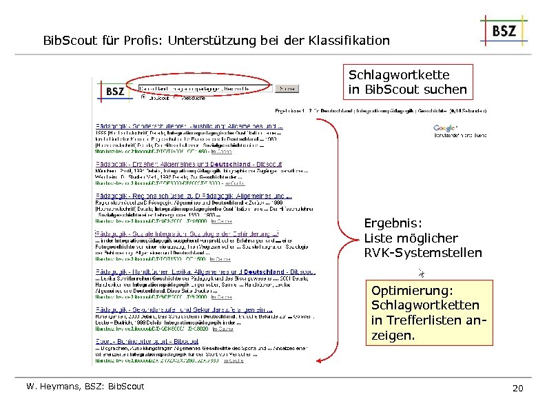 Bib. Scout für Profis: Unterstützung bei der Klassifikation Schlagwortkette in Bib. Scout suchen Ergebnis: