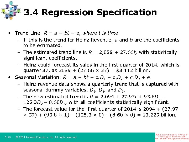 3. 4 Regression Specification • Trend Line: R = a + bt + e,