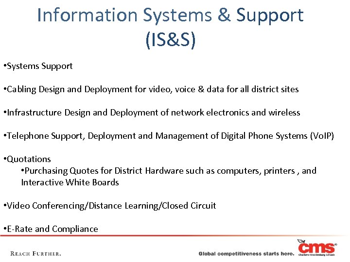Information Systems & Support (IS&S) • Systems Support • Cabling Design and Deployment for