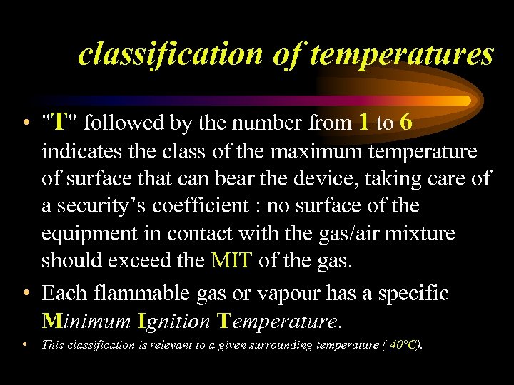 classification of temperatures • 