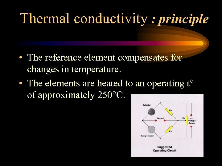 Thermal conductivity : principle • The reference element compensates for changes in temperature. •