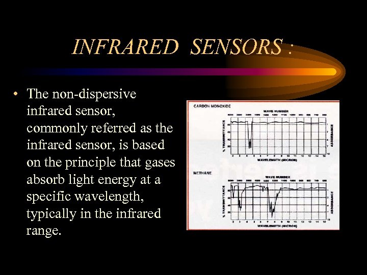 INFRARED SENSORS : • The non-dispersive infrared sensor, commonly referred as the infrared sensor,