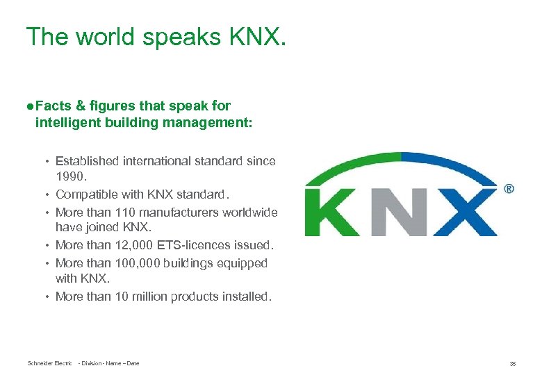 The world speaks KNX. ● Facts & figures that speak for intelligent building management: