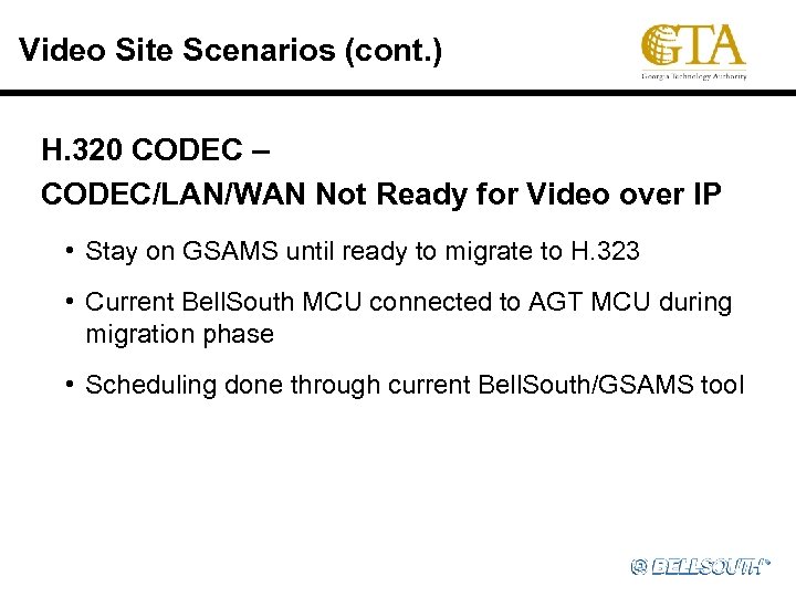 Video Site Scenarios (cont. ) H. 320 CODEC – CODEC/LAN/WAN Not Ready for Video