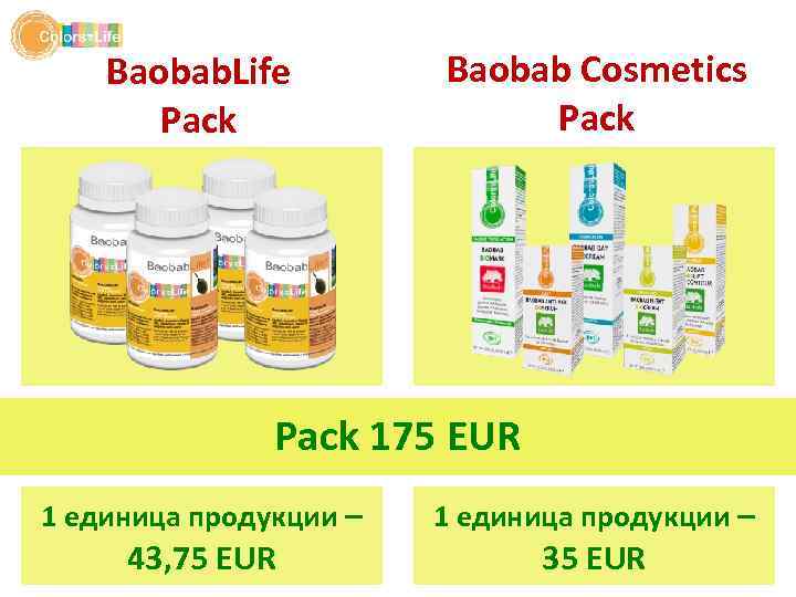 Baobab Cosmetics Baobab. Life Pack Pack 175 EUR 1 единица продукции – 43, 75