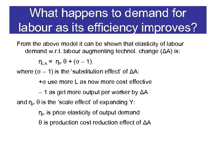 What happens to demand for labour as its efficiency improves? From the above model