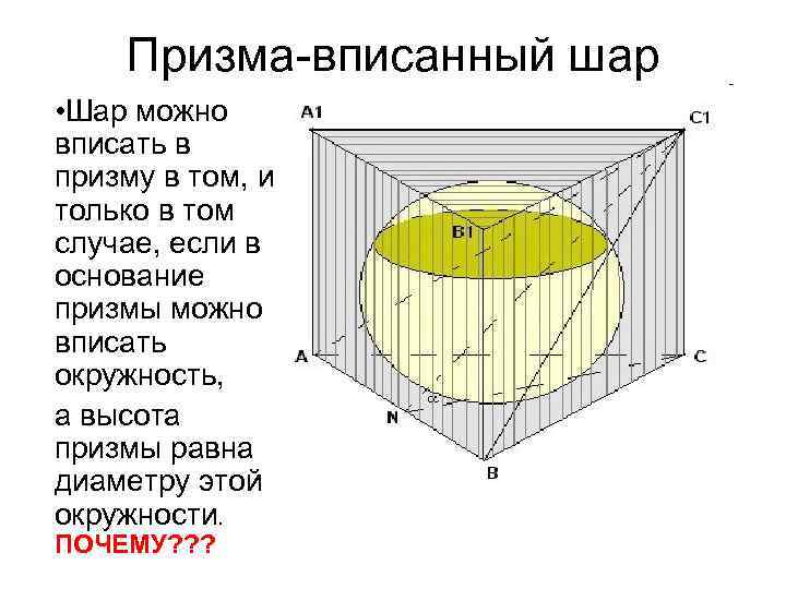 Призма-вписанный шар • Шар можно вписать в призму в том, и только в том