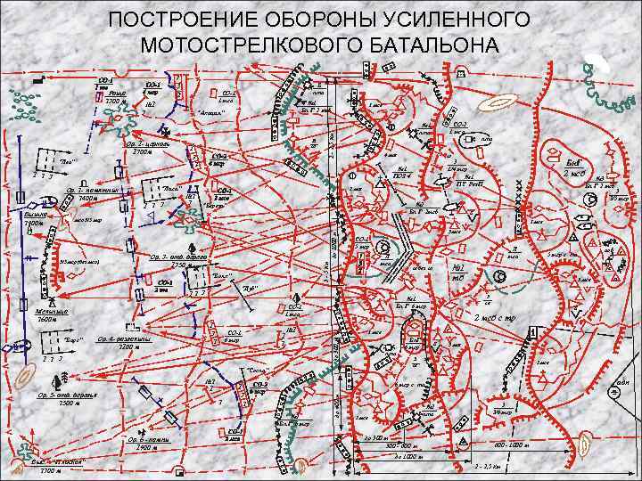 ПОСТРОЕНИЕ ОБОРОНЫ УСИЛЕННОГО МОТОСТРЕЛКОВОГО БАТАЛЬОНА Роща 2300 м В птв СО-1 1 мсв №