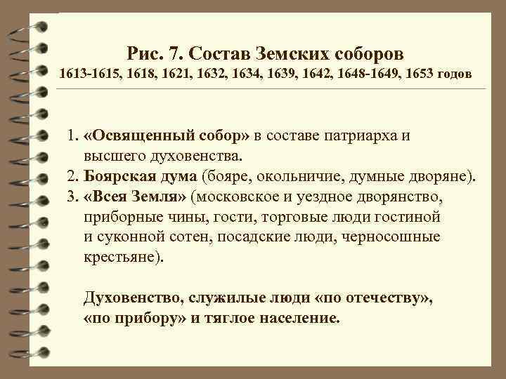 Рис. 7. Состав Земских соборов 1613 -1615, 1618, 1621, 1632, 1634, 1639, 1642, 1648