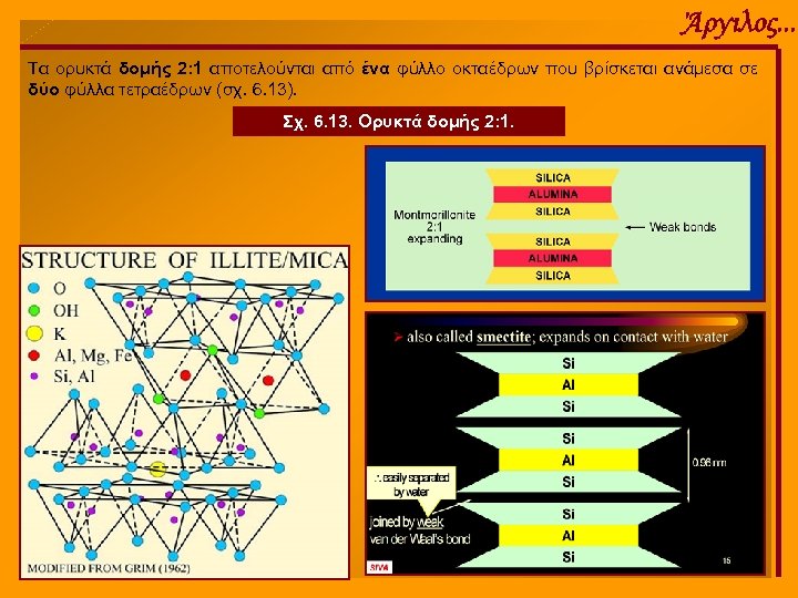 Άργιλος. . . Τα ορυκτά δομής 2: 1 αποτελούνται από ένα φύλλο οκταέδρων που