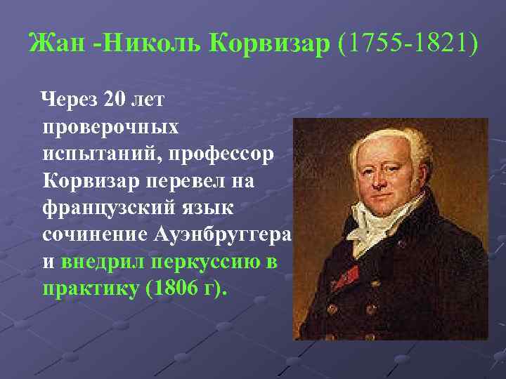 Жан -Николь Корвизар (1755 -1821) Через 20 лет проверочных испытаний, профессор Корвизар перевел на