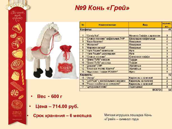 № 9 Конь «Грей» • Вес - 600 г • Цена – 714. 00