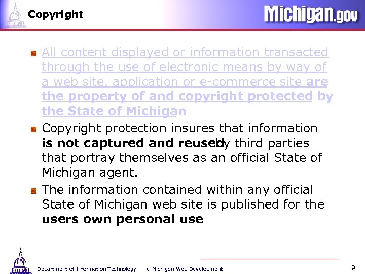Copyright All content displayed or information transacted through the use of electronic means by
