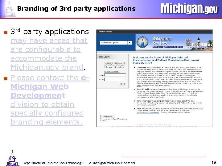 Branding of 3 rd party applications may have areas that are configurable to accommodate