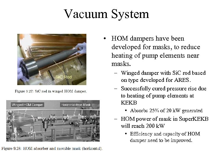 Vacuum System • HOM dampers have been developed for masks, to reduce heating of