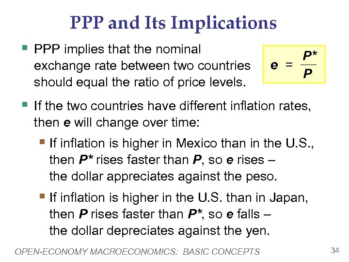 PPP and Its Implications § PPP implies that the nominal exchange rate between two