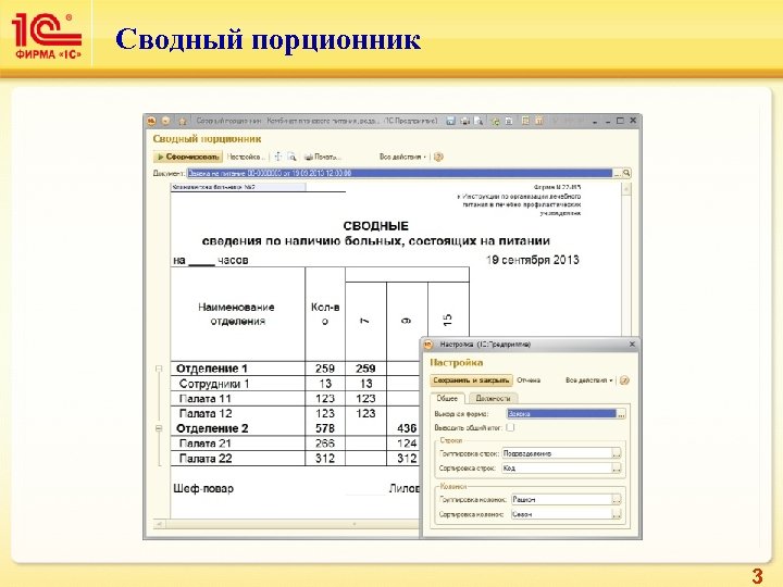 Сводный порционник 3 