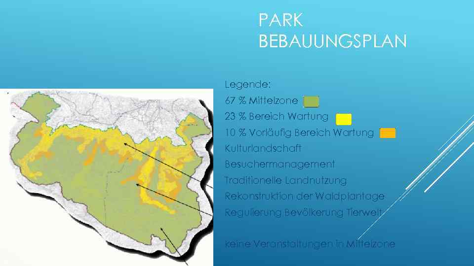 PARK BEBAUUNGSPLAN Legende: 67 % Mittelzone 23 % Bereich Wartung 10 % Vorläufig Bereich