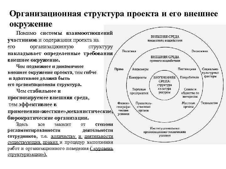 Динамичная внешняя среда. Организационная структура проекта и его внешнее окружение. Внешняя структура проекта. Внешнее и внутреннее окружение проекта. Структура окружения проекта.