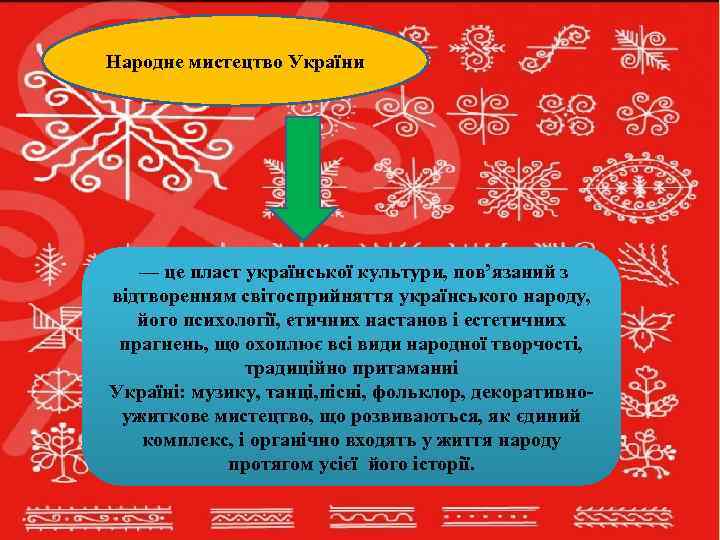 Народне мистецтво України — це пласт української культури, пов’язаний з відтворенням світосприйняття українського народу,