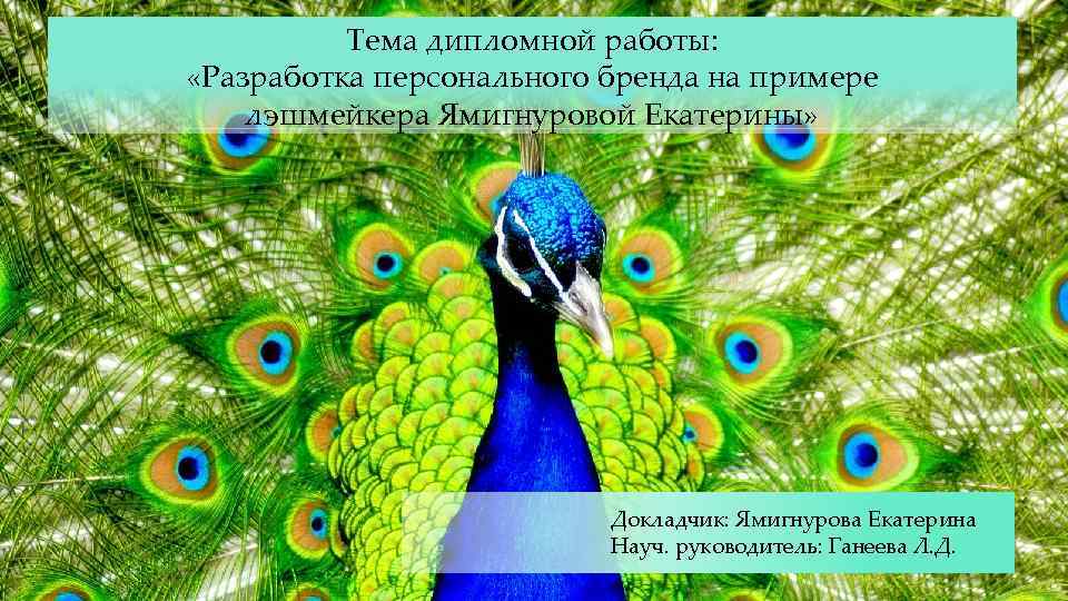 Тема дипломной работы: «Разработка персонального бренда на примере лэшмейкера Ямигнуровой Екатерины» Докладчик: Ямигнурова Екатерина