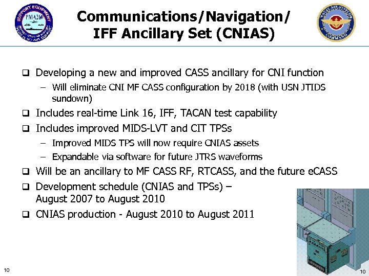 Communications/Navigation/ IFF Ancillary Set (CNIAS) q Developing a new and improved CASS ancillary for