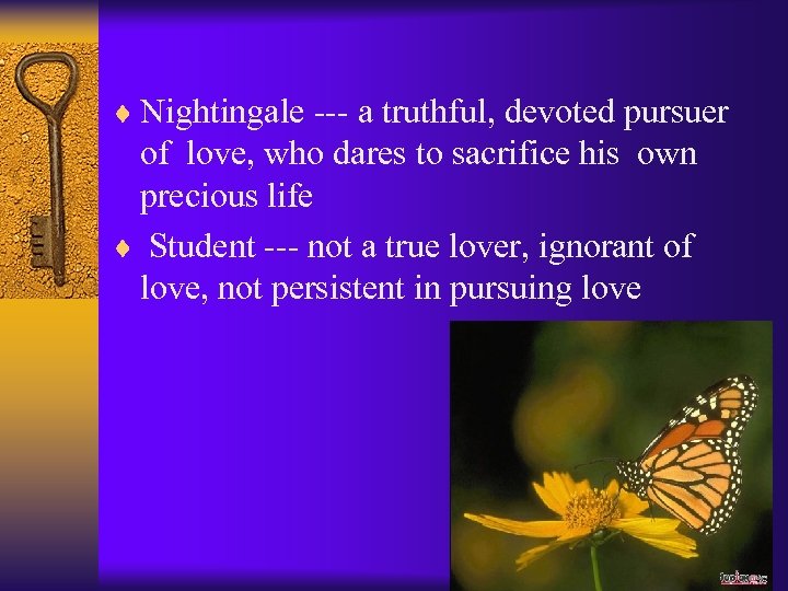 ¨ Nightingale --- a truthful, devoted pursuer of love, who dares to sacrifice his