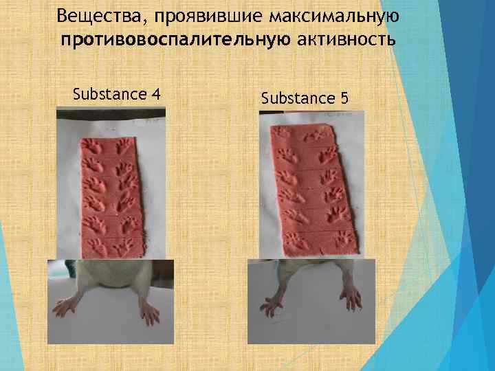 Вещества, проявившие максимальную противовоспалительную активность Substance 4 Substance 5 