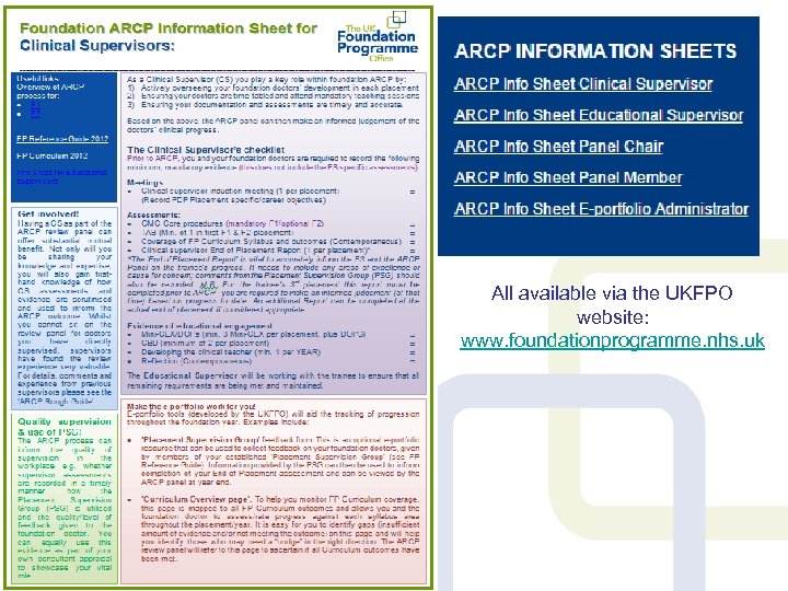 Supporting ARCP resources All available via the UKFPO website: www. foundationprogramme. nhs. uk 