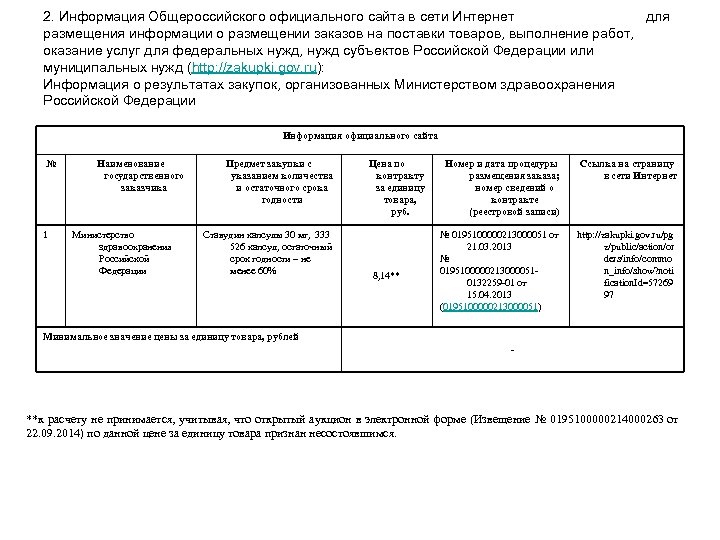 2. Информация Общероссийского официального сайта в сети Интернет для размещения информации о размещении заказов