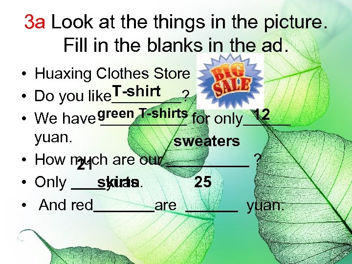 3 a Look at the things in the picture. Fill in the blanks in