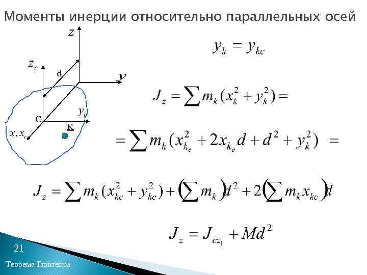 Центробежный момент инерции относительно осей