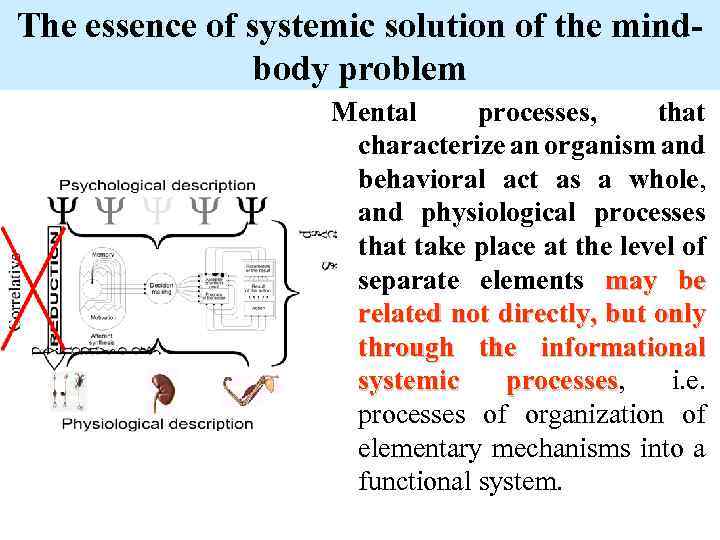 The essence of systemic solution of the mindbody problem Mental processes, that characterize an