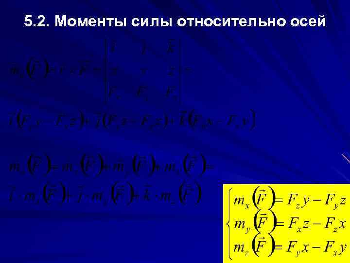 5. 2. Моменты силы относительно осей 