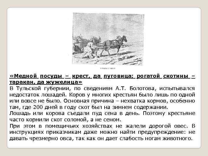  «Медной посуды – крест, да пуговица; рогатой скотины – таракан, да жужелица» В