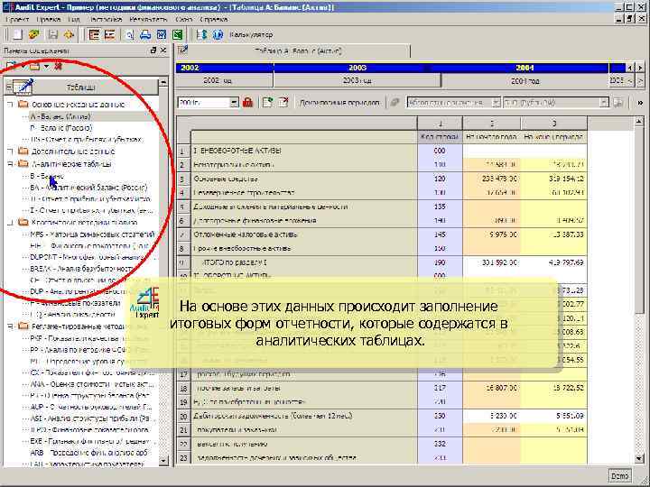 На основе этих данных происходит заполнение итоговых форм отчетности, которые содержатся в аналитических таблицах.